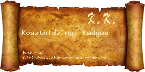 Kosztolányi Kadosa névjegykártya